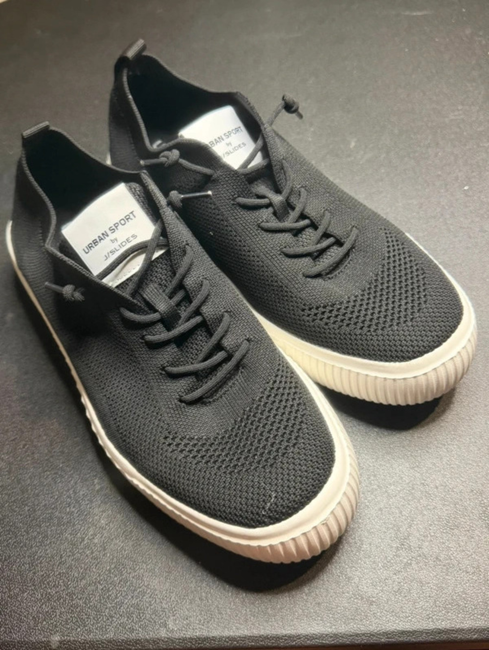 Urban Sport by J/Slides Black Knit Bungee Slip-On Sneakers - Women's 11